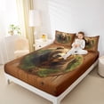 thumbnail image 4 of Homewish Wild Animal Bear Twin Sheet Sets,Country Pine Cone Twin Fitted Sheet,Rustic Farmhouse Cabin Flat Sheet For Kids,Luxury Bedroom Decor,3-Piece, 4 of 7