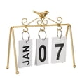 thumbnail image 3 of Unique Bargains Calendrier Perpétuel Vintage en Bois, Calendrier Rabattable pour Bureau Style 2, Doré, 3 of 6