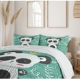 thumbnail image 6 of Ambesonne Panda Duvet Cover Set, Woodland Items Drawn by Hand, 2-Calking, Dark Grey Mustard, 6 of 7