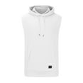 thumbnail image 5 of QATAINLAV Sleeveless Hoodies for Men Workout Hooded Tank Tops Solid Color Muscle Cut Off T-Shirts with Pocket, White, XL, 5 of 6