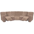 thumbnail image 1 of Funda de sofá ULTICOR, 7 piezas, terciopelo, con forma de L, reclinable, color topo, 1 of 6