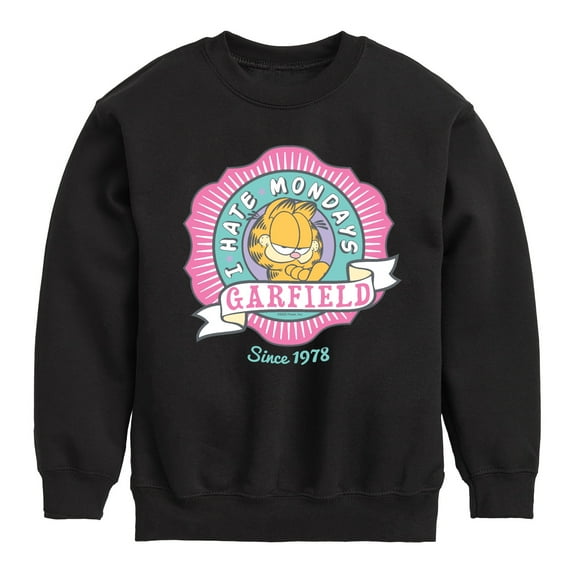 Garfield - I Hate Mondays Badge - Toddler And Youth Crewneck Fleece Sweatshirt