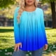 thumbnail image 3 of Mujeres de Manga Larga Tops Casual de Moda Gradiente Impresión Cuello Redondo Plegado Tamaño Superior para Uso Diario Y de Fiesta, 3 of 5
