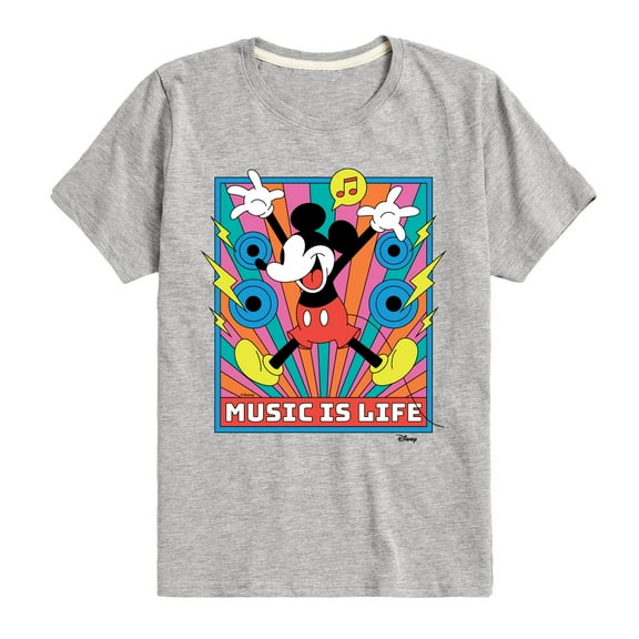 Disney - Mickey Music Is Life - Toddler & Youth Short Sleeve Graphic T-Shirt