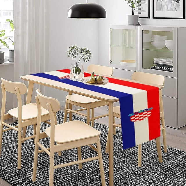 Croatian Croatia Flag Table Runner,Table Decor for Indoor Outdoor Dining Table Decorations, 184x34cm
