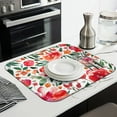 thumbnail image 3 of Microfibre Drying Mat for Kitchen Pioneer Dish Drying Drainer Mat Absorbent Colorful Floral Drying Mat Washing Up for Glass, Plate & Cup 16inch X 18inch, 3 of 7