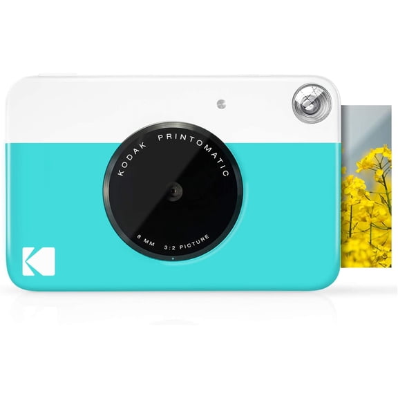 Restored Kodak Printomatic Digital Instant Print Camera - Full Color Prints on Zink 2x3" Sticky-Backed Photo Paper (Blue) (Refurbished)