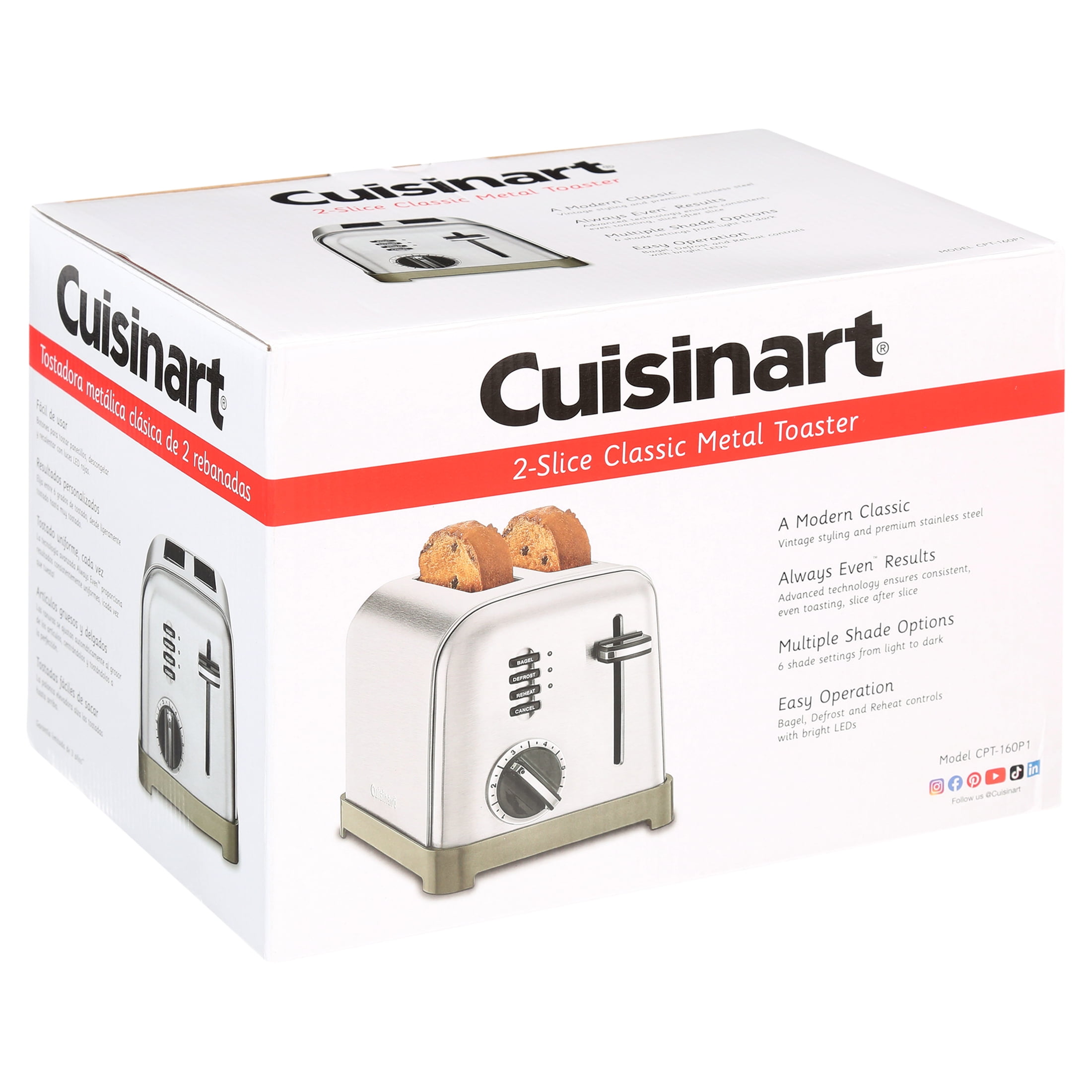 Cuisinart Toasters 2 Slice Metal Classic Toaster New CPT 160P1