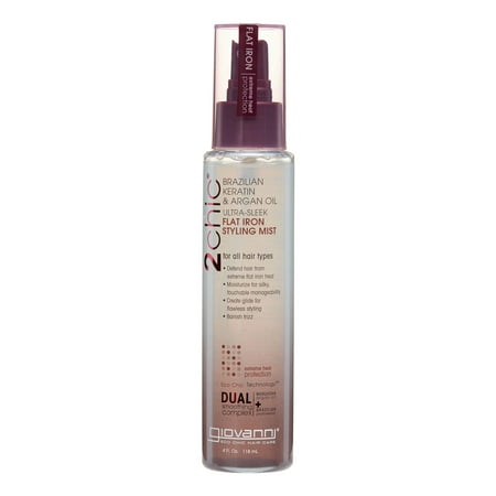 - Giovanni 2chic Ultra-Sleek Flat Iron Styling Mist, Brazilian Keratin & Argan Oil, 4 oz
