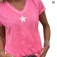 thumbnail image 1 of Camiseta Mujer Cuello en V Manga Corta Top suelto Estampado Chica Verano Top, Rosa, M Inevent AP001862-26, 1 of 5