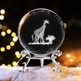 thumbnail image 6 of Desktop Decorations, Ongmies 60Mm 3D Engraved Giraffe Paperweight Art Glass Animal Figurine Decorative Item with Stand Inner Carved Deer Accompanying Desktop Ornament, Clear, 6 of 8
