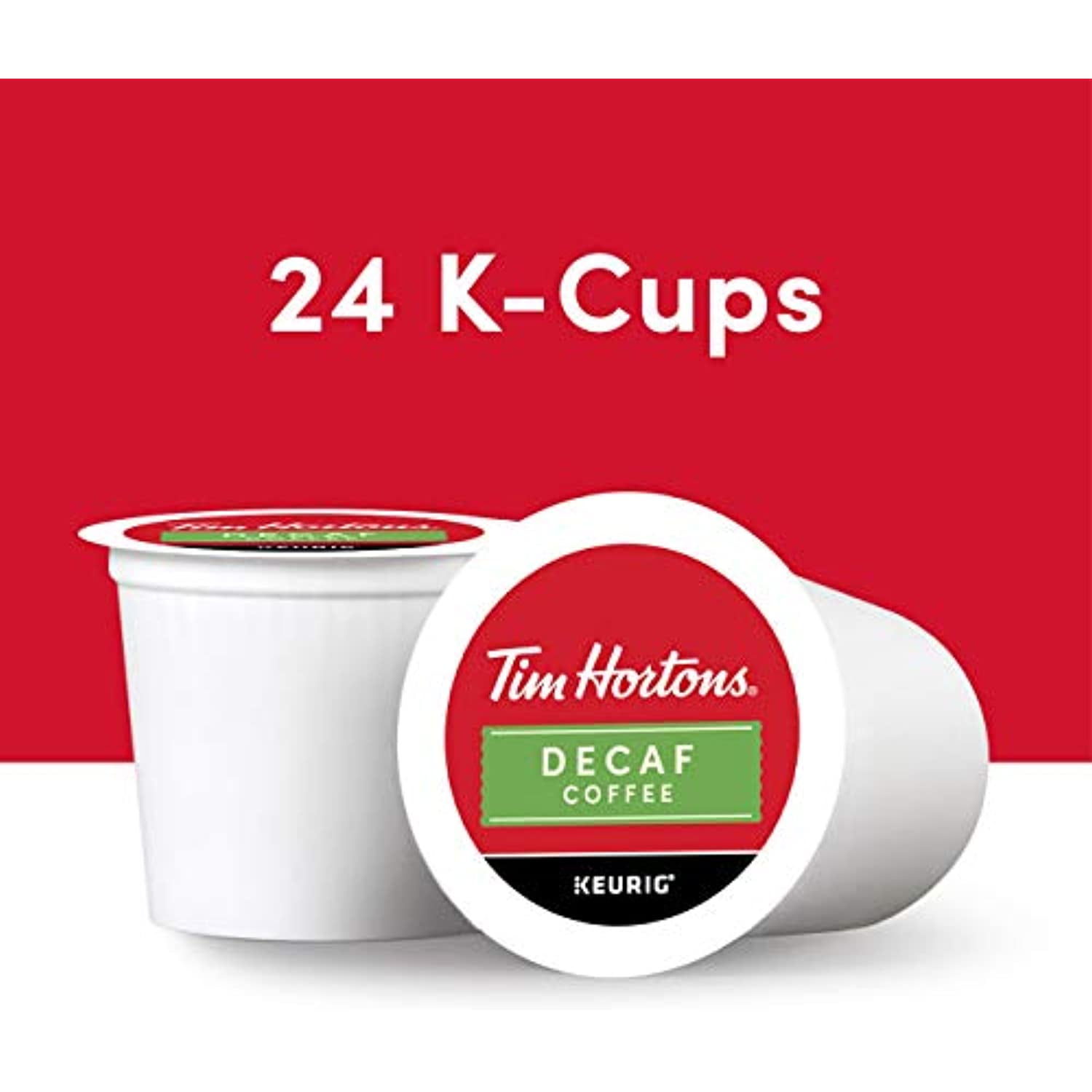 Tim Hortons Decaf Medium Roast Coffee, Single-Serve K-Cup Pods Compatible With Keurig Brewers, 96Ct K-Cups, Red