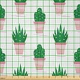 thumbnail image 2 of Ambesonne Tropical Fabric by the Yard Microfiber, Succulent Cactus in Pots, 3 Yards, Forest Green and Pastel Pink, 2 of 2