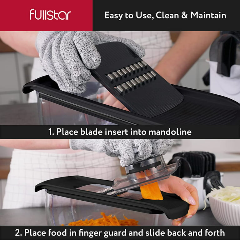 Fullstar Mandoline Slicer for Kitchen, Cheese Grater Vegetable  Spiralizer and Veggie Slicer for Cooking & Meal Prep, Kitchen Gadgets  Organizer & Safety Glove Included (6 in 1, White): Home & Kitchen