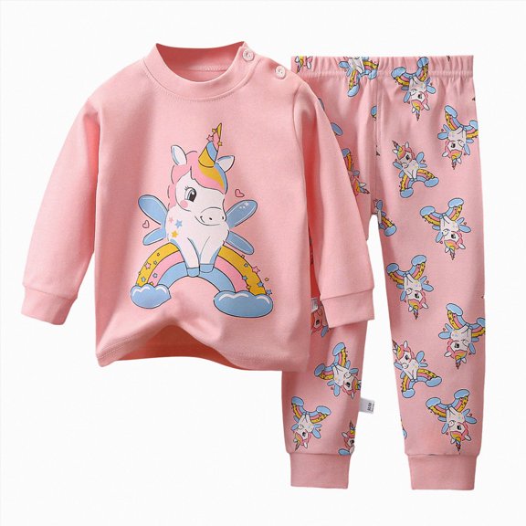 larppty Toddler Little Boys Pajamas Cozy Long Sleeves & Pants 2-Piece PJ Set Kid Sleepwear (Light Pink,3-4 Years)