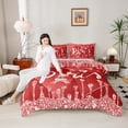 thumbnail image 6 of Manfei Red Sequin Print Bedding Comforter Set for Teens, Romantic Anniversary Paris Twin Comforter Sets, Eiffel Tower Reversible Bedding Set, Breathable Home Decor, 2 Pieces, 6 of 9