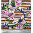 thumbnail image 1 of Soimoi Poly Georgette Fabric Stripe,Butterfly & Rose Floral Printed Craft Fabric by The Yard 52 Inch Wide, 1 of 1
