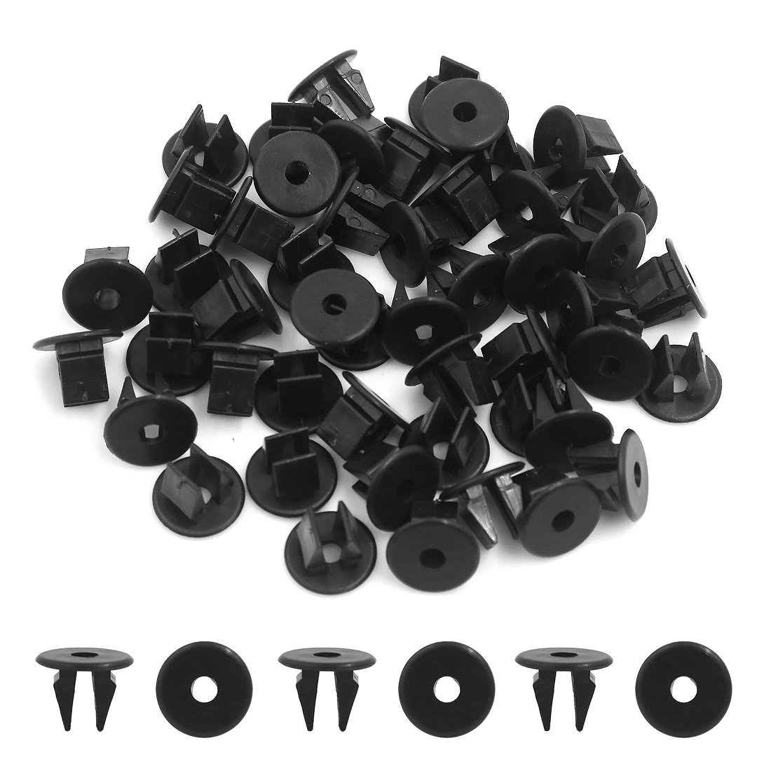 50 Pcs Black Plastic Push Type Fasteners Clip Car Auto Rivet 10 x 8mm