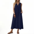 thumbnail image 3 of Yievot Womens Maxi Dress Casual V-Neck Sleeveless Dresses Solid Color Summer Beach Vacation Sundress, 3 of 7