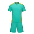 thumbnail image 5 of AURORA TRADE 1 Set Unisex Sports T-shirt Shorts Contrast Color Sweat Wicking Sportswear Adult Soccer Jersey for Sports, 5 of 8