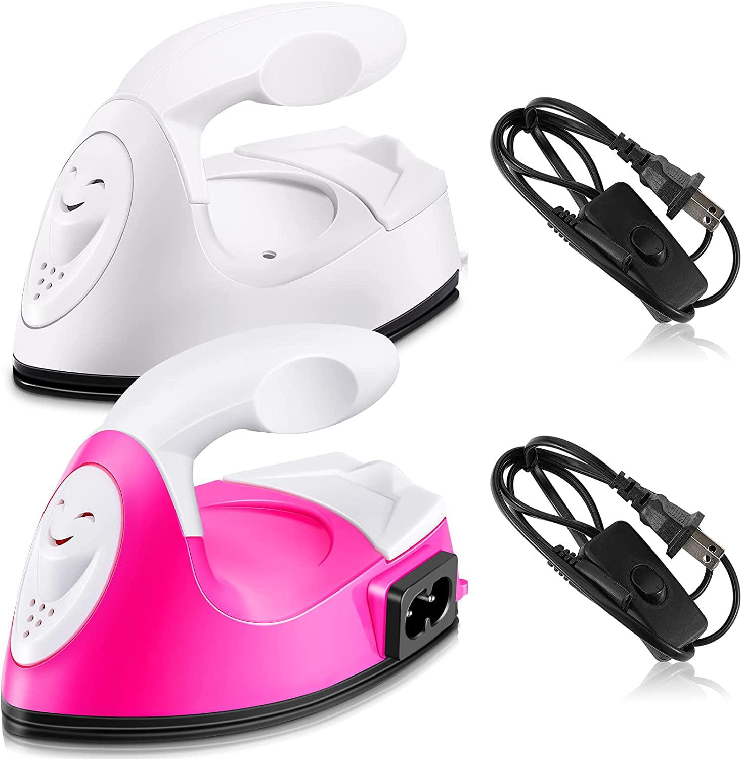 2 Pieces Mini Craft Iron Mini Heat Press Mini Iron Portable Handy Heat Press with Charging Base Accessories for DIY T-Shirts Shoes Hats Small Heat Transfer Vinyl Projects Pink, Blue 