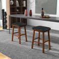 HBBOOMLIFE Stools Faux PU Leather Farmhouse Wood 30" Height Barstools