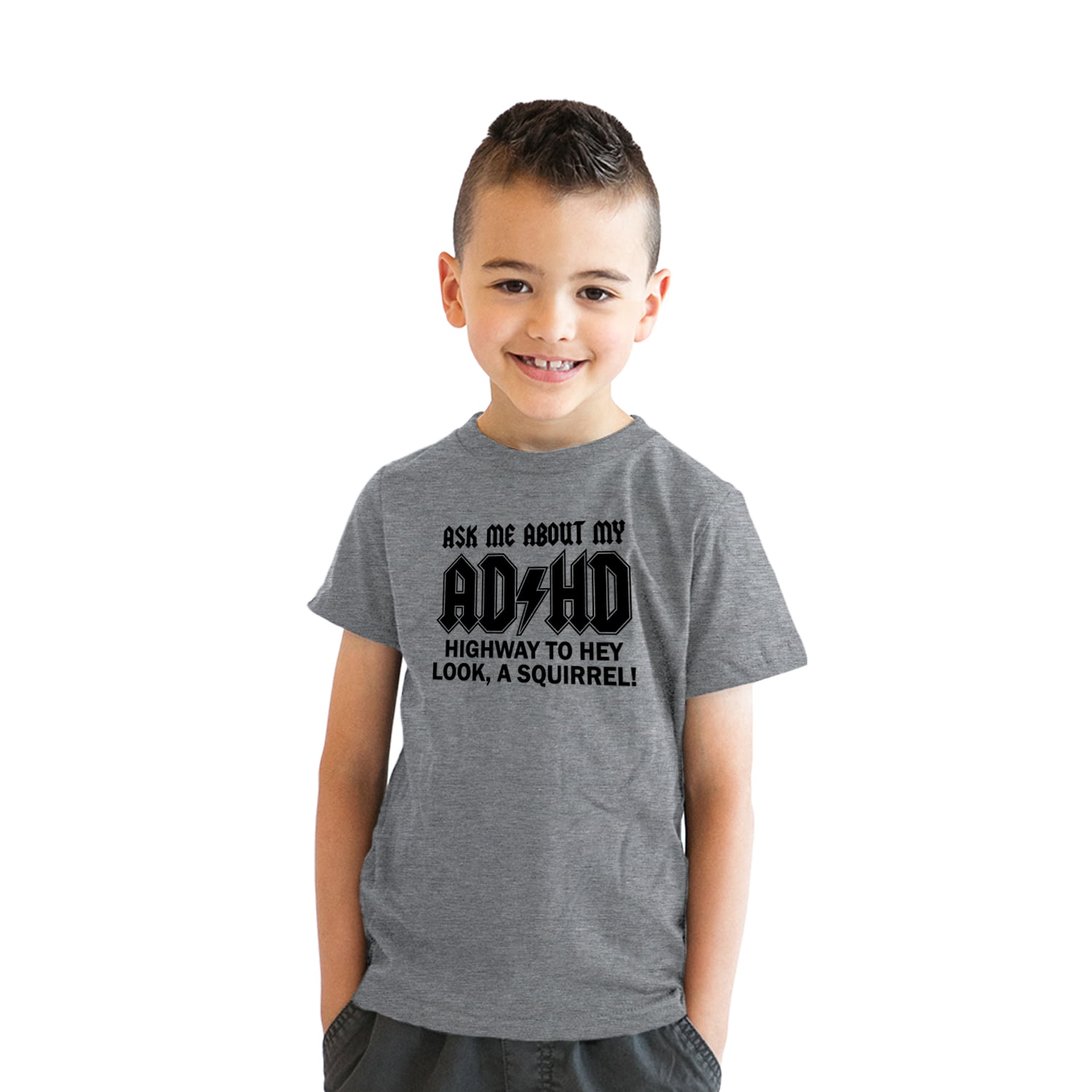 Youth Ask Me About My ADHD T Shirt Funny Sarcastic Flip Up Tee For Kids  (Heather Grey) - S | Walmart Canada