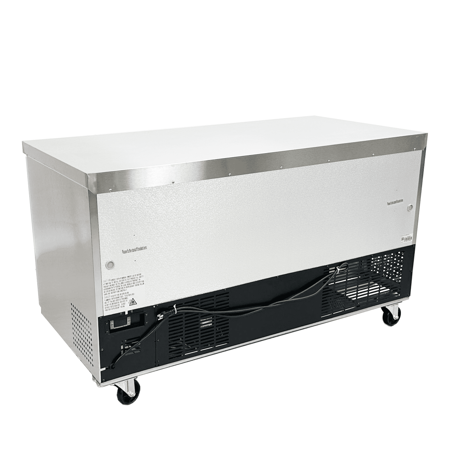 Cooler Depot 60 inch 9.55 cu.ft, 35 1/2" heigh Commercial Undercounter  refrigerator, 2 Solid Doors, Stainless steel exterior, NSF certified.
