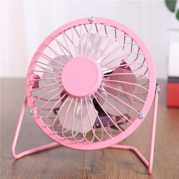 4-inch mini metal fan USB Desk Fan Small Personal Air Circulator Fan Portable Electric Table Desktop Fan Rechargeable Travel Fans for Camping Office Room Outdoor Pink
