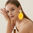 thumbnail image 6 of KDSJSXW Stud Pearl Earrings Colorful Oval Stripe Fashion Exaggerated Personality Nail Piece Ear Jewelry Earrings Big Pearl Earrings Pearl Gold Earrings Pierced Earrings for Women(Yellow,One Size), 6 of 6