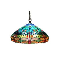 RADIANCE Goods Tiffany-Style 3 Light Dragonfly Hanging Pendant Lamp 24" Shade