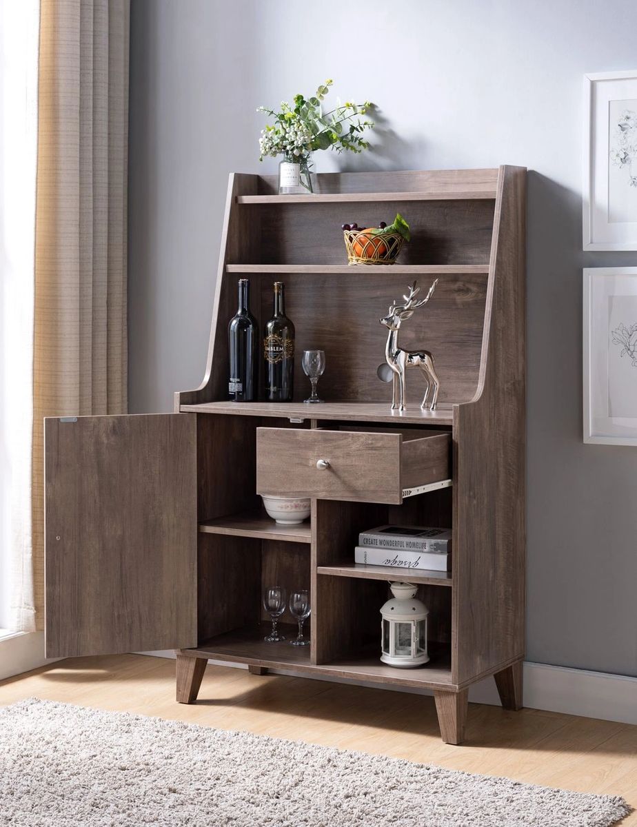 walmart wood rack on Fc Design Contemporary Wood Baker S Rack With 4 Shelves 1 Drawer And 1 Cabinet In Hazelnut Finish Walmart Com Walmart Com