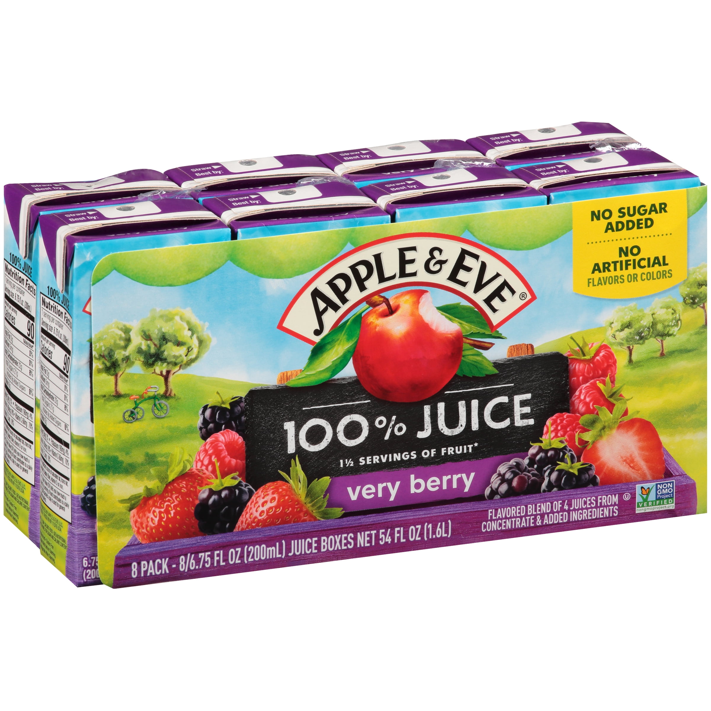 (2 pack) Apple & Eve 100% Berry Juice, 6.75 fl oz, 8 Count
