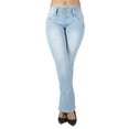 thumbnail image 6 of Fashion2Love Women Juniors Colombian Design Butt Lift Push Up Mid Waist Boot Leg Jeans, 6 of 9