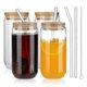thumbnail image 1 of 2023 New Mason Jar With Lids And Straws, Wide Mouth Mason Jar Drinking Glasses, Set Of 4 Mason Jar Cups Reusable Boba Cups Travel Bottle For Iced Coff, 1 of 4