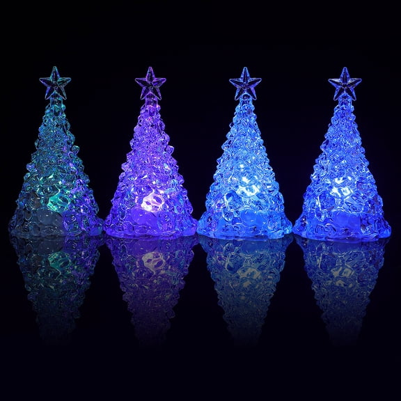 BESTYASH Set of Up Glitter Christmas Trees Night Lights for Holiday Season Decoration