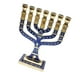 thumbnail image 3 of Candelabro de Menorá de 7 ramas, portavelas de aleación de zinc, portavelas, portavelas para banquetes, cumpleaños, repisa de chimenea Azul y dorado, 3 of 9
