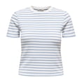 thumbnail image 1 of ONLY Camiseta de mujer - ONLLUPE STRIPE TEE, manga corta, cuello redondo, corte ajustado, rayas Blanco/Azul S (Small), 1 of 3