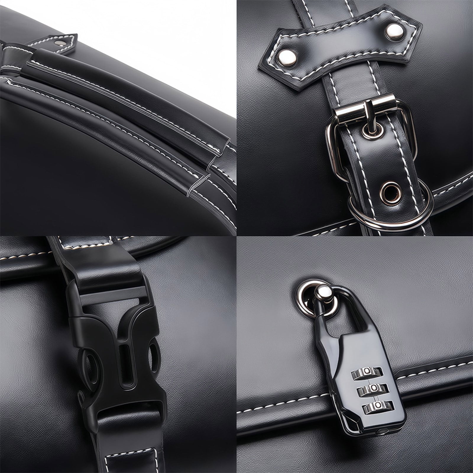 BIBABLYKE Motorcycle Tail Bag,Motorcycle Rear Seat Bag Waterproof PU Leather Motorbike Helmets Bag Luggage Storage Backpack