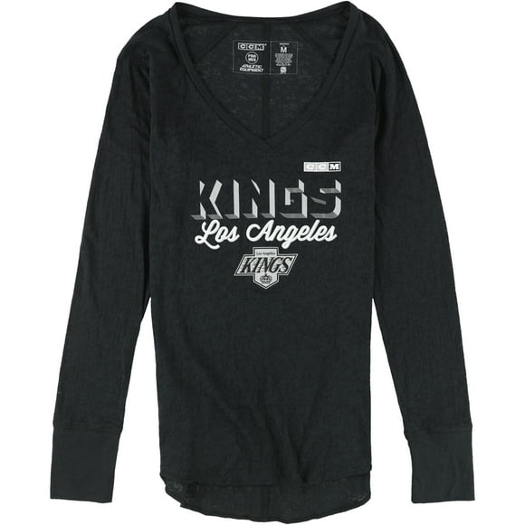 CCM Womens Los Angeles Kings V Neck Graphic T-Shirt, Black, Medium