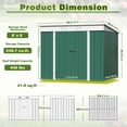 thumbnail image 5 of Devoko Patio Storage Shed with Lockable Door Metal Outdoor Tool Storage Shed, 8' x 6', Green, 5 of 7