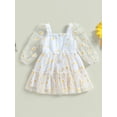 thumbnail image 4 of Fortune Robe Trapèze Princesse pour Bébé Fille Manches Longues en Maille Tulle Robe à Imprimé Marguerites, 4 of 9