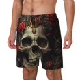 thumbnail image 1 of Balery Classical Rose Crown Skull Bañador para hombre, shorts de playa de secado rápido con entrepierna y forro de compresión-X-Large, 1 of 6