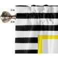 thumbnail image 5 of Kitchen Curtains and Valance Set Tier Curtains Hello Summer Lemon Black White Stripe Semi Sheer Curtains for Living Room Rod Pocket Tiers and Valances for Windows 2 Piece Set 27.5"x24", 5 of 5