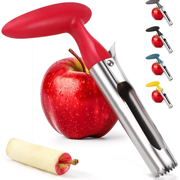 Prichor Premium Apple Corer Tool, Stainless Steel Apple Core Remover with Sharp Serrated Blades, Easy to Use and Clean, Corer for Apple Pear Fruits, Red