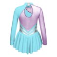 thumbnail image 2 of TiaoBug Kids Girls Shiny Metallic Figure Ice Skating Dress Sequin Floral Print Dancewear, 2 of 5