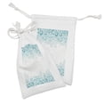 thumbnail image 2 of Turquoise Fabric Pouch Set of 2, Abstract Floral Flowers Pattern Classic Design Illustration, Small Drawstring Bag for Toiletries Masks and Favors, 9" x 6", Teal Turquoise White, by Ambesonne, 2 of 2