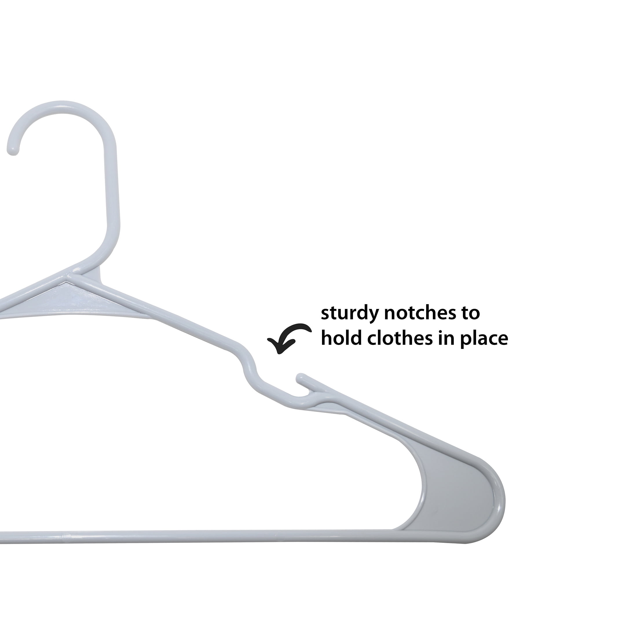 50 Pack Clothing Hangers for Adult or Teen Clothing, White, Durable Plastic
