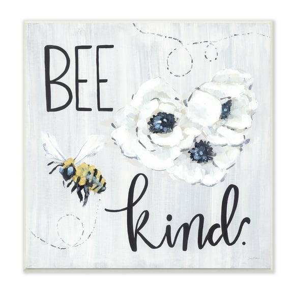 Stupell Industries Bee Kind Witty Bumble Insect Buzzing Blossoms Graphic Art Unframed Art Print Wall Art, Design by Sara Baker