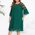 thumbnail image 1 of Uootdi Robes Formelles pour Femmes Col Rond Manches 3/4 Robes Brodées Grande Taille Robes Midi Élégantes Cadeau pour Invitée de Mariage, 1 of 6